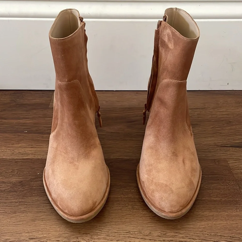 New Stuart Weitzman Brown Ryland Suede Block Ankle Boots